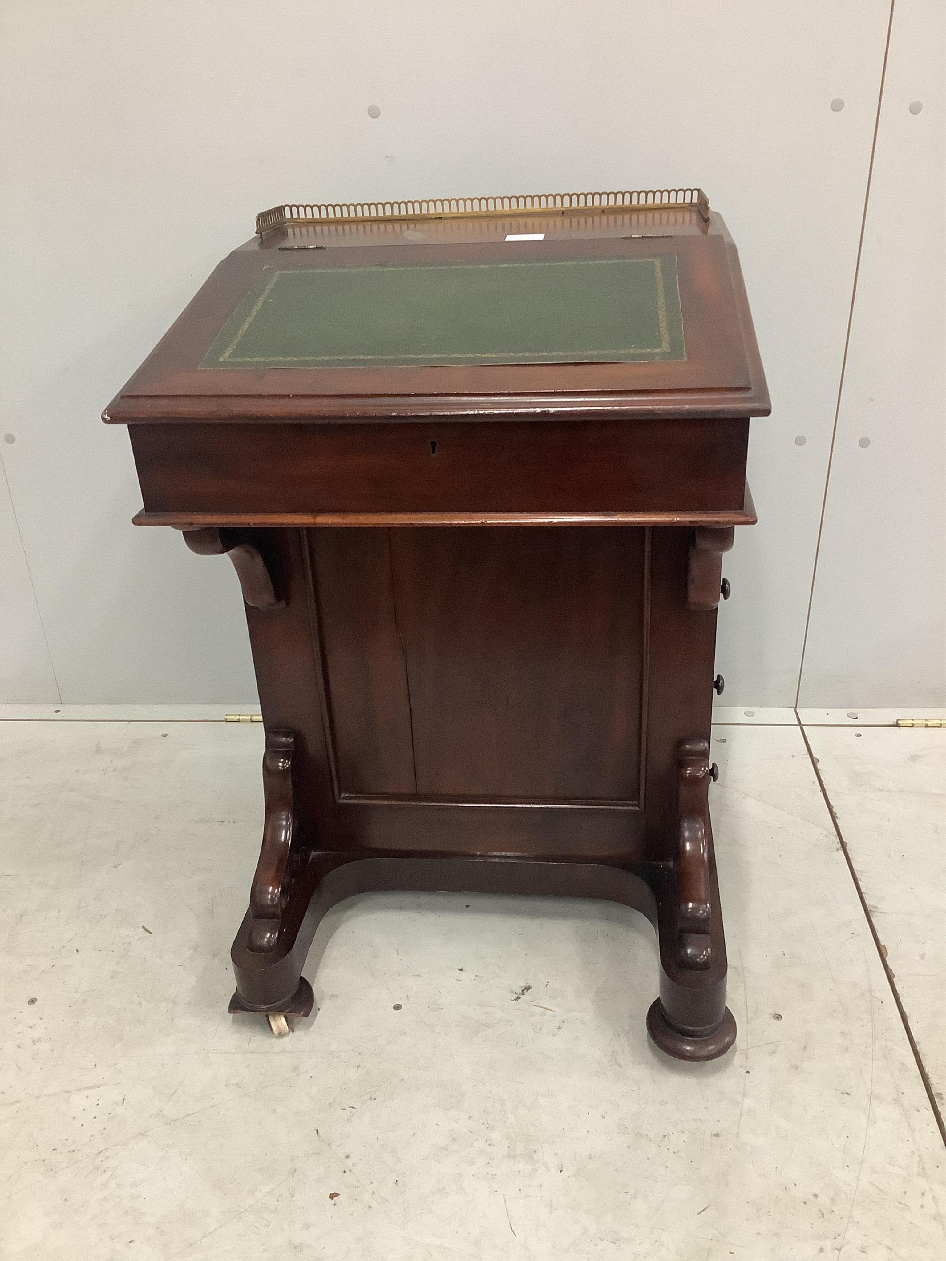 A late Victorian mahogany Davenport, width 55cm. Condition - poor